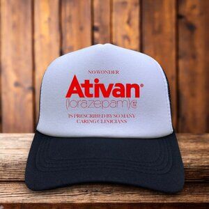 Ativan Mens Trucker Hat Black Anti-Anxiety B12 Mental Health Baseball Cap